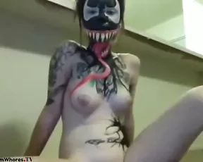 Babyjas amazing Venom painted cumshow