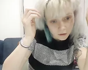 Blindfolded teenage chick