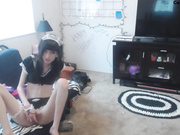 Girl dressed up as a maid, starts masturbating