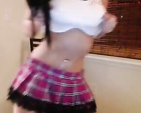 Hotyogabrandi in a Plaid Skirt No Panties!