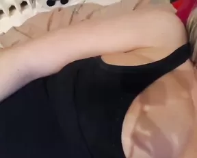 Chubby solo blonde spreading wide