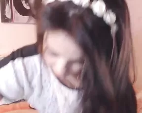 Brunette in a babydoll sucks cock in the bath