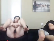 Blonde Milf with a massive booty sucking cock