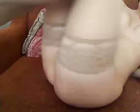 Pretty blonde milf girlfriend make a hot blowjob and fun with his young lover