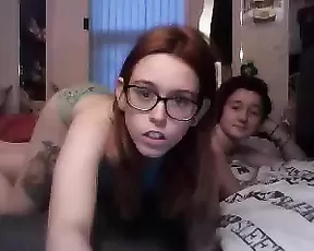 Skinny blonde sucks a cock