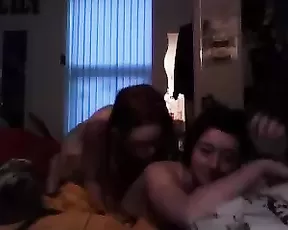 Skinny blonde sucks a cock