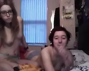 Skinny blonde sucks a cock