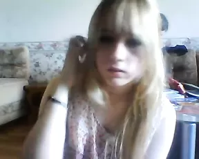 Masked blonde on her knees