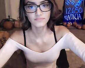 Cute girl with glasses blowjob