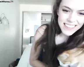 A shy brunette gets fucked hardcore on cam