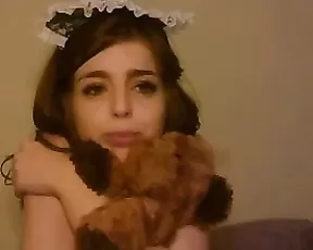 Petite dark haired teen masturabting
