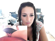 Brown haired teen with massive tits sucking cock