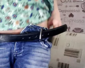 Brunette inserts a huge dildo inside