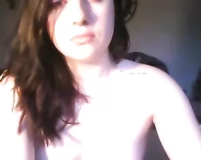 Blonde with a hot rack titty-fucking on cam