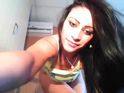 Cute teen with nice tits gobbling up a cock