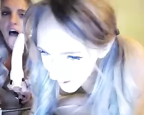 A tall woman massages herself
