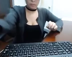 camgirl Christine caught naked for boss