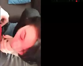 A slut with a braid in her hair sucks cock