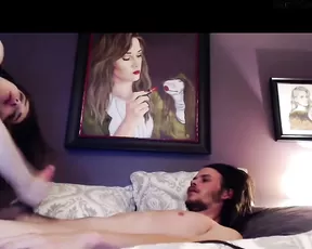 Two people have fun in the bed