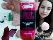 Jerilynn sucks and fucks her dildos