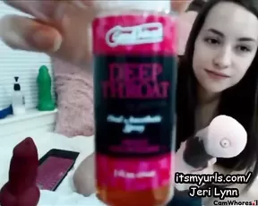 Jerilynn sucks and fucks her dildos