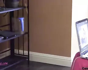 Busty blonde is sticking a dildo in