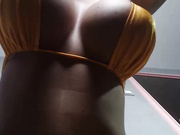 Brunette gives a blow job to a guy