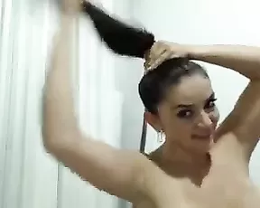 Heavy chested honey playing with melons