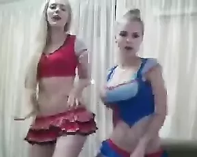 Blonde displays her huge tits