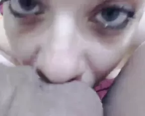 Asian babe sucking in POV