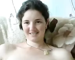 Shaved pussy stretching in a closeup