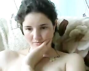 Shaved pussy stretching in a closeup