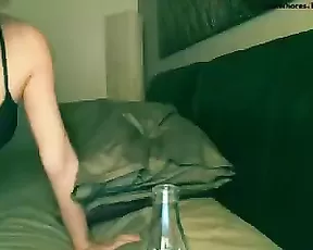Chick with bunny ears is having fun