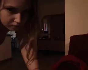 Chick with tiny nipples uses a dildo