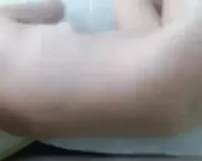 Large toy up her bald cunt