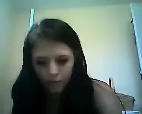 Teen with juicy red lips teasing