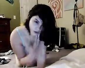 So pretty skinny brunette female make the first use of her new dildo in webcam