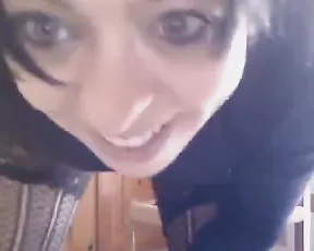 Girl with large boobs masturbates
