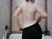 So pretty brunette girlfriend take her bath in front webcam and share on web