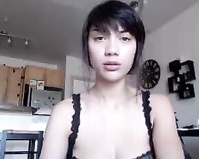 NikkiSaysHigh slim asian fuck pussy on kitchen table webcam show