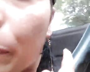 Apirka teen fingering in car webcam show