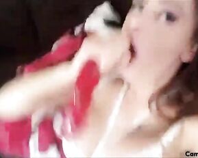 Allison Parker is playing with a dildo in her mouth