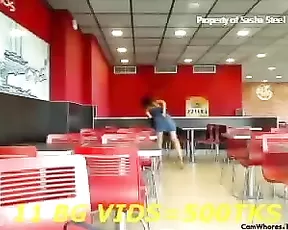 Sasha Caught Nude While Streaking in KFC