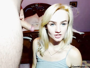 gorgeous blond teases squirts on cock