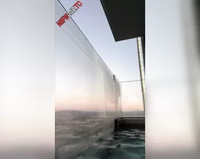 Flowerbomb naked in the pool at sunset lives porn