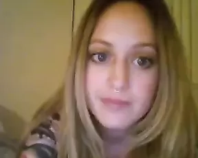Nerdy blonde stuffs her face on black meat