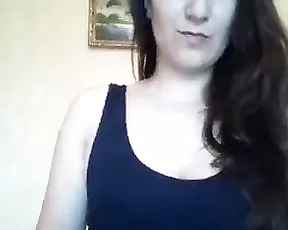 Girl with glasses shows off