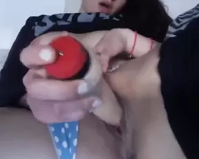 Busty slut gets herself off