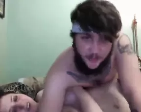 Tanned and muscular hunk ramming his petite GF