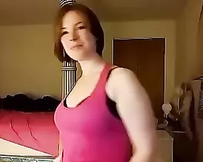 Skinny slut is jacking off